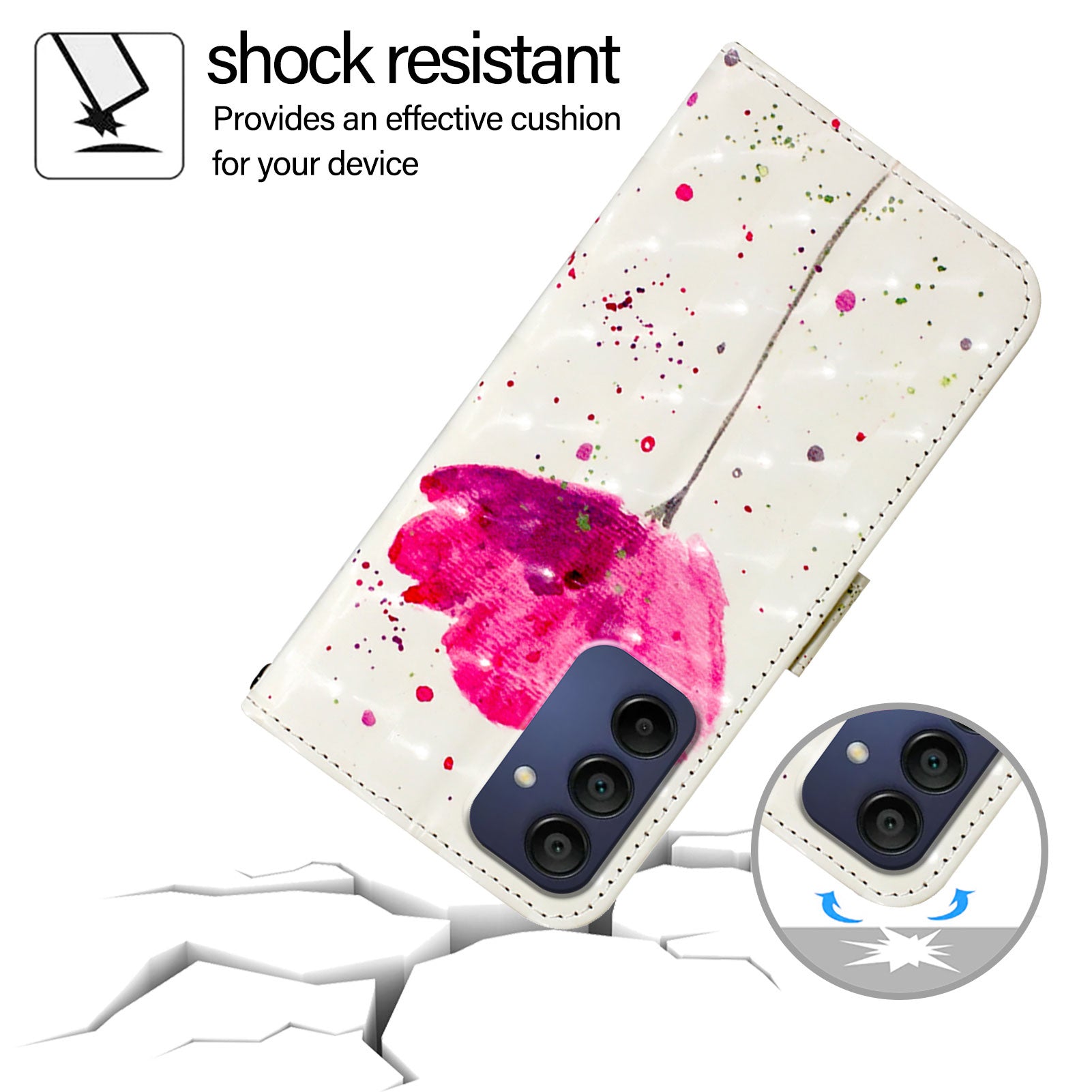 For Samsung Galaxy A16 5G / A16 4G Leather Case YB Pattern Printing Leather Series-2 Pattern Printing Wallet Stand Cover - Flower For Samsung Galaxy A16 5G / A16 4G Leather Case YB Pattern Printing Leather Series-2 Pattern Printing Wallet Stand Cover - Flower